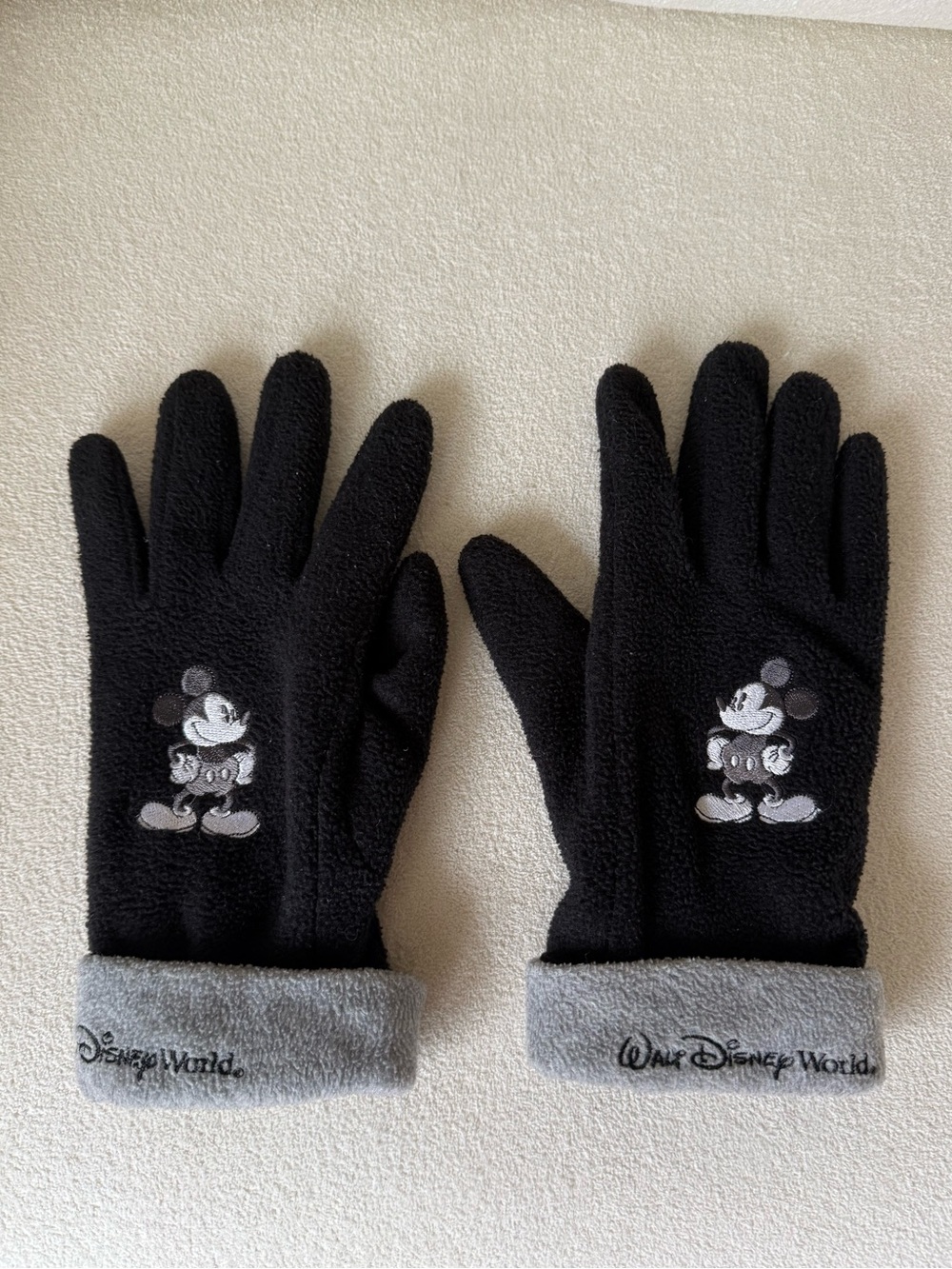 Disney Black and Gray Mickey Mouse Fleece Gloves